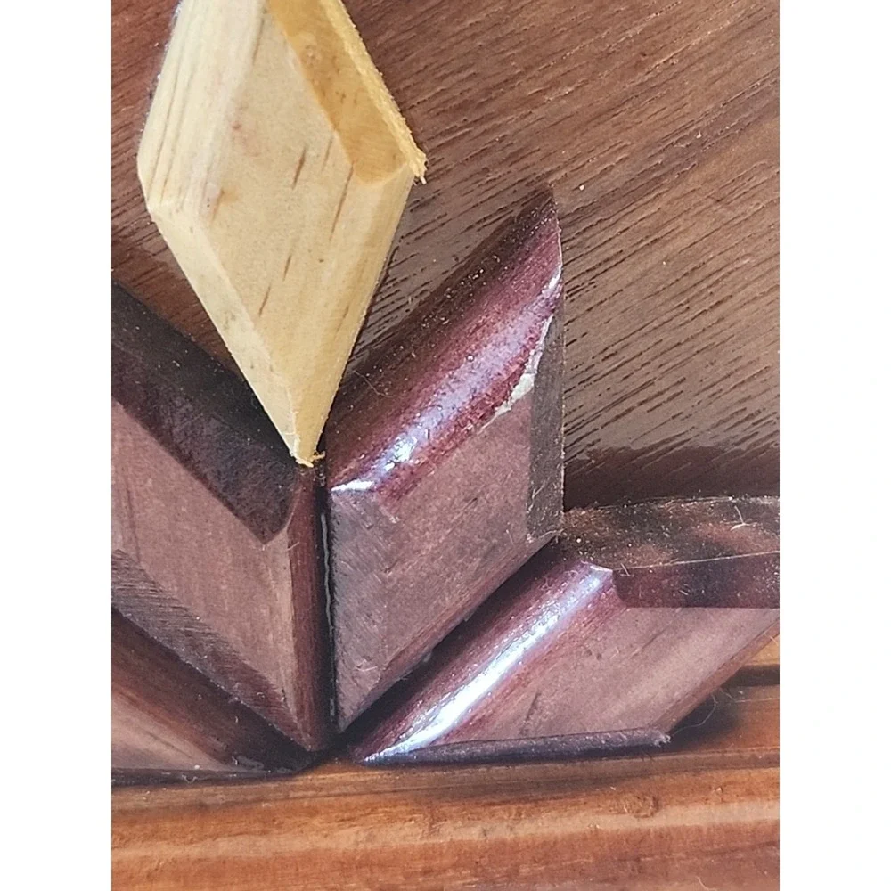 Handcrafted Tri-Colored Intarsia Wooden Napkin Holder  Abstract Floral Design